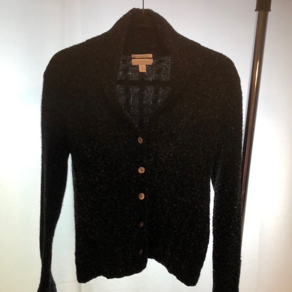 Black Button-Up Cashmere Cardigan